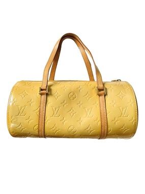Louis Vuitton AUTHENTIC Yellow Bedford Papillon Vernis Monogram Barrel Bag 2000